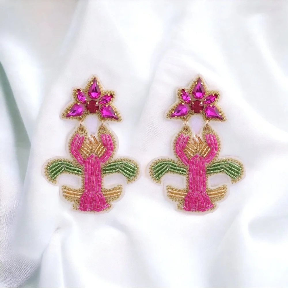 Festive Flair: Beaded Mardi Gras Earrings in Vibrant Purple, Green & Gold!